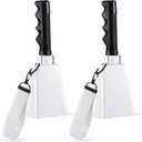 Boao 2 Pcs 9 Inch Cowbell with Wrist Strap Noise Makers for Sporting Events Loud Hand Bell with Handle Graduation Football Games Party Farm Bells Hand Chimes Percussion Musical Instruments(White)