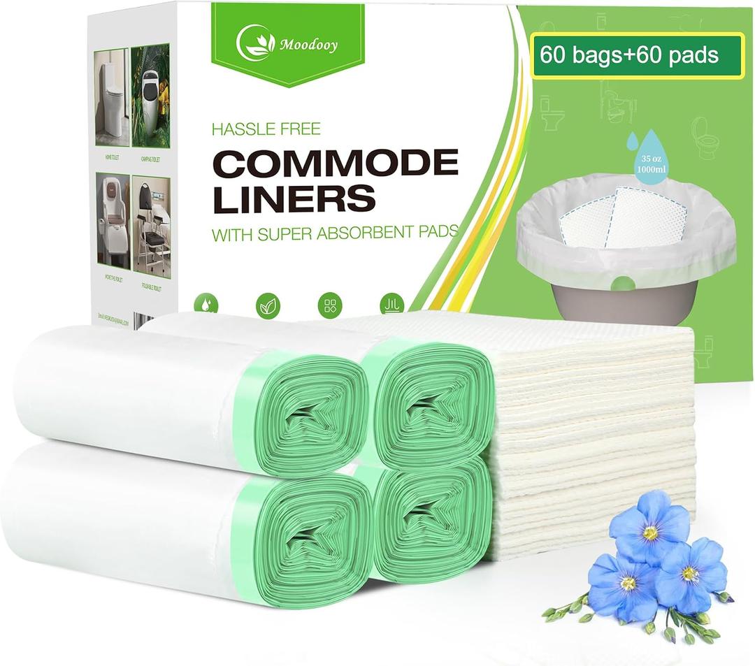 Commode Liners for Commode Liners with Absorbent Pads,60 Bedside Commode Liners,Portable Toilet Liners Potty Chair Liners Fit All Commode Bucket (120 Count (Pack of 1))