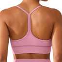 BRXL Y Back Sports Bras for Women Padded Racerback Low Impact Soft Thin Strap Workout Yoga Gym Casual (Pink, L)