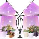 LED Grow Lights, 4 Heads Red Blue White Full Spectrum Plants Lights with Clamp for Indoor Plants & Seed Starting, 10-Level Dimmable, Auto On Off, Timing 4 9 12Hrs