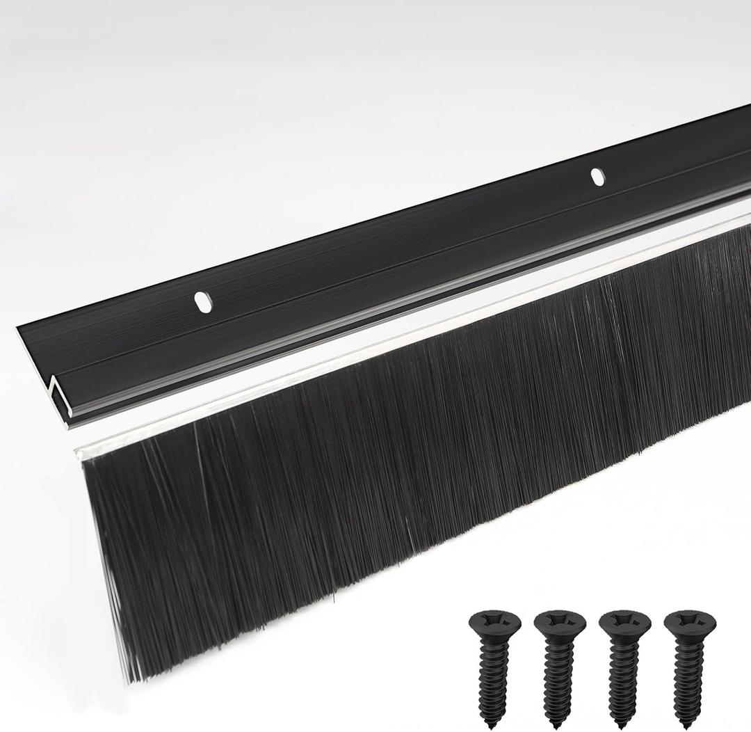 5-Pack Garage Door Brush Seal Cepia Black Bottom Sweep Roll-Up Door Stripping, 2.80" Wide x 39.3" Long, Aluminum Alloy Base, Ideal for Exterior Doors and Industrial Use (196 in / 500 cm)