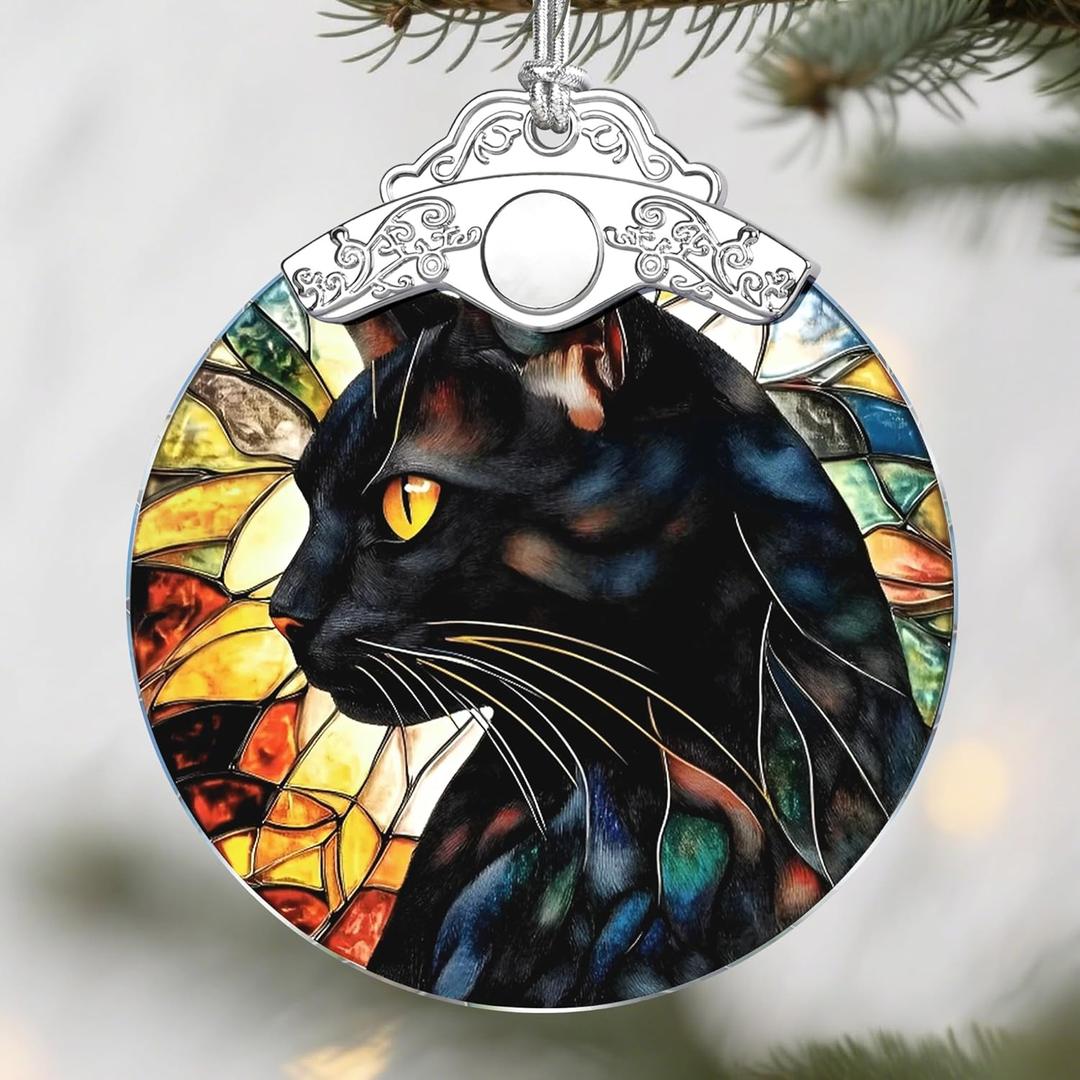 Christmas Ornaments: Christmas Tree Decorations, Black Cat Holiday Decor, Stocking Stuffers, Gift Ideas, Xmas Gifts & Gift for Cat Lover