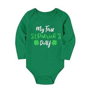 SunFocus Funny Baby Outfits 3-6 months Green Baby Clothes St Patrick Day One-Piece Bodysuits Soft Babies For Newborn Toddler