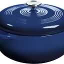 Lodge Essential Enamel Cast Iron Dutch Oven - Perfect for Bread Baking, Braising, Marinating & Slow Cooking - Features Moisture-Sealing Lid & Dual Handles - Kitchen Essentials - 6 Quarts - Indigo