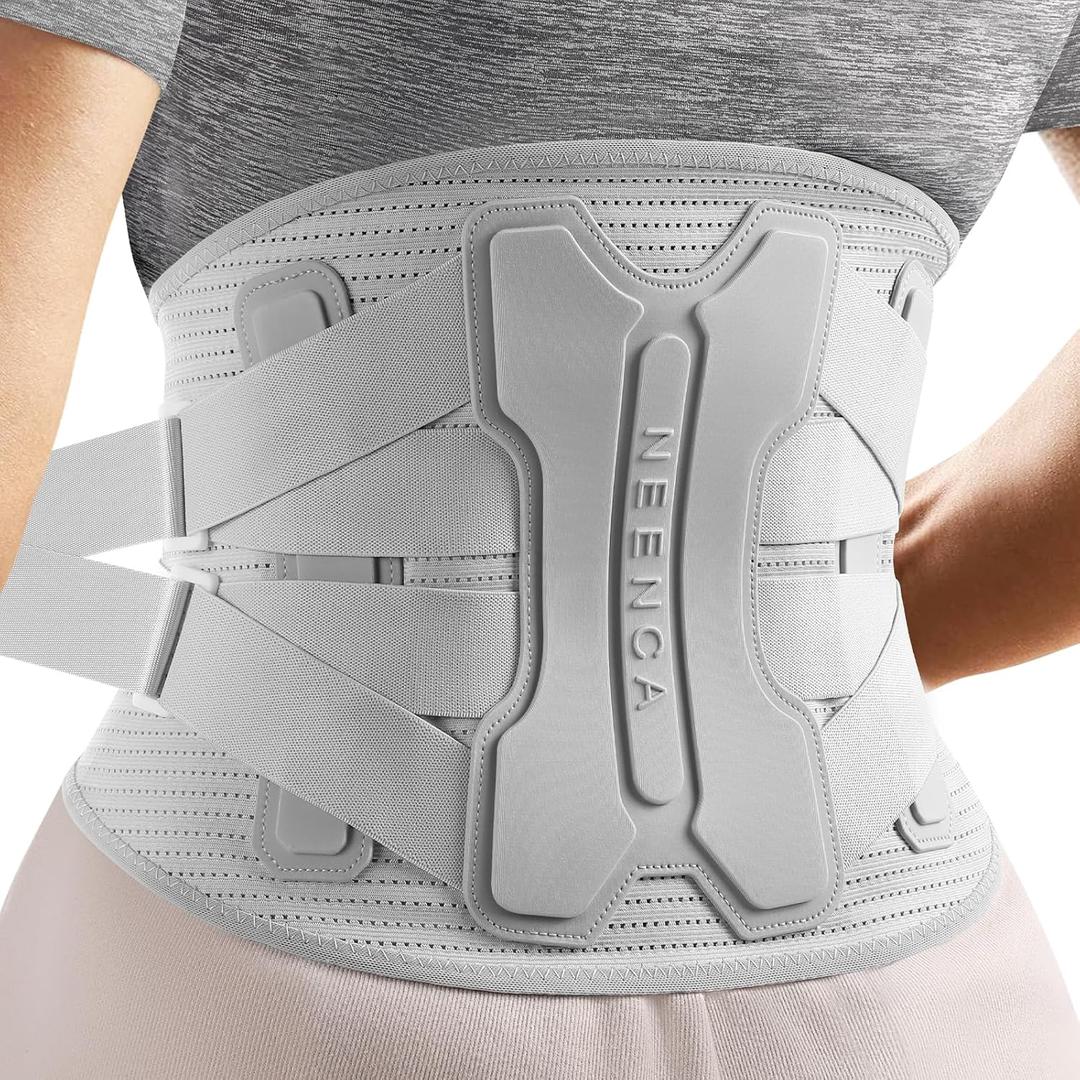 NEENCA Back Brace for Lower Back Pain Relief with Bionic Support System, Lumbar Support Belt for Women&Men with Lumbar Pad, Soft Breathable 3D Knit Fabric for Herniated Disc, Sciatica, Scoliosis... (X-Large, Gray-Single)