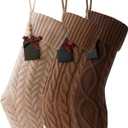 Christmas Stockings,18" Knit Christmas Stockings for Family,Hanging Xmas Stockings with Name Tags Christmas Decorations Gifts Home Decor 