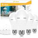 Neporal A19 Rechargeable Light Bulbs Emergency Light Bulb for Power Outages, Led Bulb 60 Watt Equiv., Self-Charging Light Bulb 1200mAh Battery Backup Light Bulbs for Daily, Emergency Use (Daylight) (4 Count (Pack of 1))