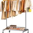mahumahu Clothes Rack, 480LBS Clothing Rack with Wheels & Shelf, Rolling Racks for Hanging Clothes Portable Adjustable Garment Racks