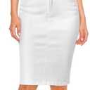 Hybrid & Company Women's Super Comfy Ultra Stretch Skirt Knee Length with Pockets (Size 4, White)