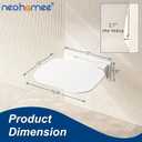 White Folding Shower Seat with Bistable Embedded Bracket | 15.7" Wide Shower Chair,Space-Saving Fold,Waterproof,440lb Capacity,Sturdy and Safety Bench for Adults