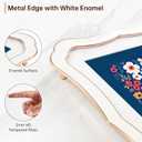 4x6 Enamel Picture Frame with HD-Tempered Glass, Display 3x5 Photo with Mat, Ornate Photo Frame with Gold Metal Edge & Velvet Back for Tabletop & Wall Mount Vertically or Horizontally Display, White