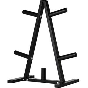 Amazon Basics Olympic 2-inch Weight Plate Tree Rack for Home Gym Storage, Space Saving Organizer