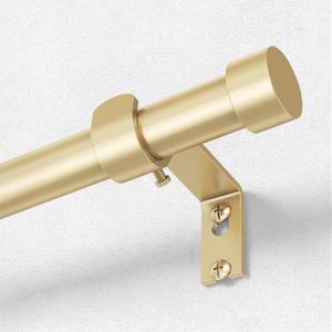 OLV Gold Curtain Rod, 1 Inch Adjustable Modern Curtain Rods for Windows 48 to 84 Inch, Decorative Heavy Duty Window Treatment Rods with End Cap Finials, Telescopic Splicing Drapery Pole, Easy Install