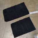 H.VERSAILTEX Black Bathroom Rug Set 2 Piece, Bath Mats for Bathroom Floor, Super Thick Soft Shaggy Chenille Bath Mats Machine Washable, Dry Fast Water Absorbent Bath Mats(20" x 32"/17" x 24")