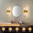 Gold Wall Sconce, Bathroom Light Fixtures with Threaded Glass Indoor Wall Sconces, Modern Sconce Wall Lighting Up and Down Vanity Lights Fixtures for Bathroom Mirror, Hallway, Living Room