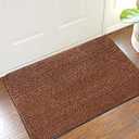 LINLA Indoor Doormat Super Absorbs Mud Mat, Machine Washable Non-Slip Rubber Backing Clean Mat for Front Door Inside Dirt Trapper Mats Shoes Scraper, 24x35 Inches Camel Coffee