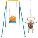 Foldable Toddler Swing Set and Baby Jumper, Indoor & Outdoor Use, Baby Bouncer Jumper, Safe and Durable Swing Set for Backyard (Blue)