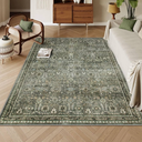 Lahome Sage Green Area Rug 6x9, Machine Washable Rugs for Living Room, Boho Vintage Soft Bedroom Carpet for Dining Room Nursery Apartment Office, Dark Green