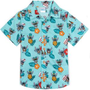 Disney Lilo & Stitch Mickey Mouse Lion King Simba Hawaiian Button Down Shirt Toddler to Big Kid (10-12)