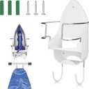 Ironing Board Hanger Wall Mount, Organizer Rack for Laundry Rooms Storage, Hanging Shelf Holder White