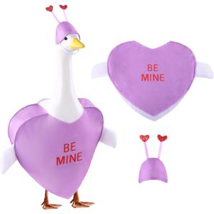 Valentine's Day Goose Outfit for 23" Porch Goose Holiday Purple Heart Cloths Costume Valentines Party Outdoor Garden Patio Yard Lawn Art Decoration(Be Mine)
