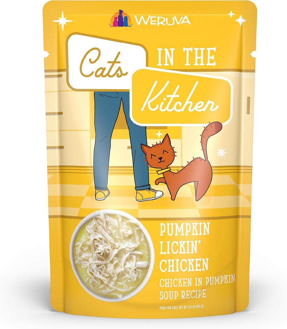 Weruva Cats in the Kitchen, Pumpkin Lickin' Chicken with Chicken Breast in Pumpkin Soup Cat Food, 3oz Pouch (Pack of 12)