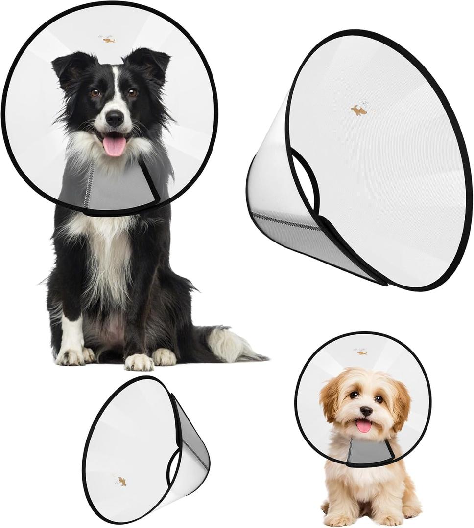 2 Pcs Cone for Dogs After Surgery, Adjustable Dog Cone Collar, Soft Dog Surgery Collar, Elizabethan Collars for Large Medium Small Dogs (L and XL, Black)
