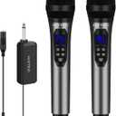 HOTEC Wireless Singing Microphones for Karaoke, Dual UHF Handheld Dynamic Mic System with Echo/Vol Control and Rechargeable Receiver, Ideal for Church, Wedding, Party, Speech, PA, Mixer