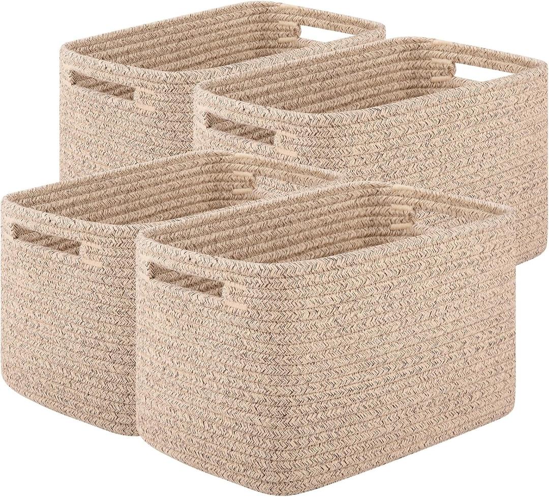 OIAHOMY 4 Pack Storage Baskets for Organizing 30L Cube Storage Bins Brown