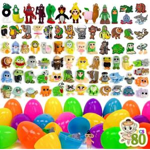 80pcs Italian Brainrot Easter Eggs with DIY Accessories and Keychains, Filled Easter Eggs Kids Classroom Gift Exchange Easter Egg Hunt Basket Stuffers Party Favors