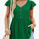 Women's New T-Shirt Cute Doll, Jacquard Top Ruffled Loose Tunic, Size 4XL