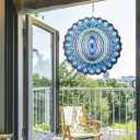 3D Wind Spinner Mandala 10 Inch Evil Eye Stainless Steel Wind Sculpture Blue Hanging Ornament Laser Cut Metal Art for Indoor Outdoor Garden Decoration Protective Amulet for Home and Yard