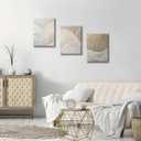 skysoon 3 Panels Neutral Abstract Wall Art, Minimalist Textured Canvas Wrapped Wall Decor, Beige Modern Boho Nordic Artwork for Living Room Bedroom Office 16x24 Inch