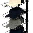 8 Tier Metal Hat Display Rack, Metal Hat Stands,Holds Up to 70 Caps, Anti-Tip Safety Chain, Top Advertising Panel, Commercial Retail Display