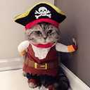Idepet New Funny Pet Clothes Pirate Dog Cat Costume Suit Corsair Dressing up Party Apparel Clothing for Cat Dog Plus Hat (Small)