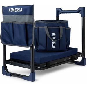 Aimerla K7 Foldable Garden Kneeler Seat, Upgraded Anti-Slip Base, 350LBS Capacity, 10.2" Wide EVA Pad & Detachable Cloud Cushion, 2-in-1 Kneeler Bench for Seniors, Gardening Gifts for Parents