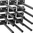 6 Pcs 6" Black Solid Steel Floating Shelf Bracket Blind Shelf Supports - Hidden Brackets for Floating Wood Shelves - Concealed Blind Shelf Support  Screws and Wall Plugs Included