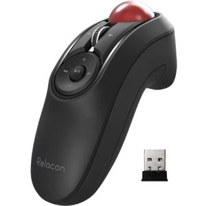 ELECOM Relacon Handheld Trackball Mouse, Thumb Control, 2.4GHz Wireless, Ergonomic Design, 10-Button Function with Smooth Tracking, Windows11, MacOS (M-RT1DRBK)
