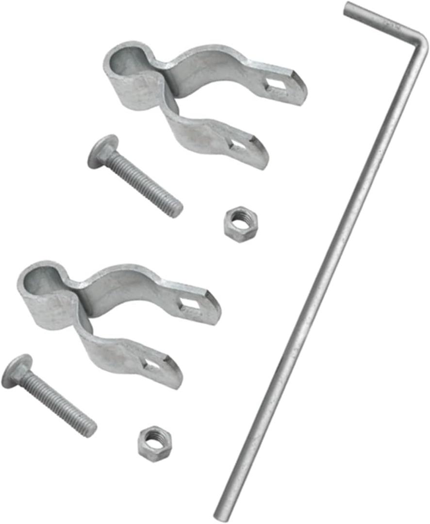 1-5/8" x 32" Cane Bolt GateChain Link Fence Gate Drop Rod Kit for Single or Double GateHeavy Duty Galvanized Steel Gate Cane Bolt with Frame Hinges