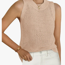 PRETTYGARDEN Summer Crochet Tank Tops for Women 2025 Casual Crewneck Hollow Out Loose Knit Sleeveless Sweater Vest Top Trendy, Size S