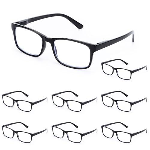 WALMXX Reading Glasses,8 Pack Reading Glasses Blue Light Blocking for Men Women,Anti Eyestrain/Dryness/UV Lightweight Readers (Black, 2, x)