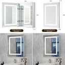 24x30 Bathroom Mirror LED Medicine Cabinet with Lighted 3 Colors, Recessed Surface Wall Mounted LED Medicine Cabinet, Anti-Fog Tempered LED Mirror with Storage, Stepless Dimming, 2 Outlets,