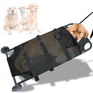 250lbs Dog Stretcher for Large Dogs, 48x26 Inch Dog Trolley with Noiseless Wheels, Dog Emergency Carrier Gurney, Veterinary Rescue Stretcher