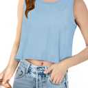 CharmWM Girls Summer Tank Tops Sleeveless Loose Fit Basic Shirts Cute Athletic Crew Neck Blouse (9-10 Years, Blue) 130