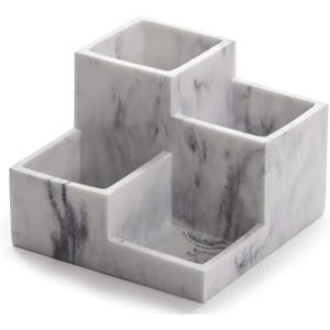 BINO Multi Purpose 4 Compartment Organizer - Make up Organizer for Vanity - Makeup Holders for Bathroom - Toiletry Organizers Countertop - Toothbrush and Bathroom Accessories Holder - Matte Marble
