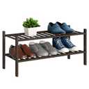 BMOSU 2-Tier Bamboo Shoe Rack Premium Stackable Shoe Shelf Storage Organizer for Hallway Closet Living Room Entryway Organizer (Brown Bamboo)