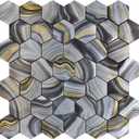 Kieacia 10 Sheet Peel and Stick Kitchen Backsplash Tiles, Ash Gold PVC Self-Adhesive Hexagonal Mosaic Tiles for Kitchen Bathroom Vanity Tabletop Fireplace