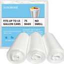 15 Gallon Trash Bags - 22 Micron Strong Tall Kitchen Office Garbage Bags, Fit Up 15 Gallon, 75 Count