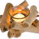 Sziqiqi Handmade Wooden Tea Light Candle Holder with Glass Cup Rustic Country Coastal Style for Farmhouse Home Decoration Home Altar Decoration Holiday Wedding Decoration