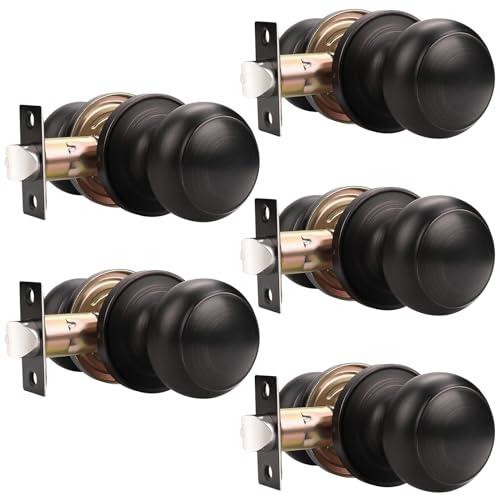 Probrico Door Knobs Interior, Closet Door Knobs, Passage Door Handles, Keyless Door Knobsets No Lock, Oil Rubbed Bronze, Pack of 5